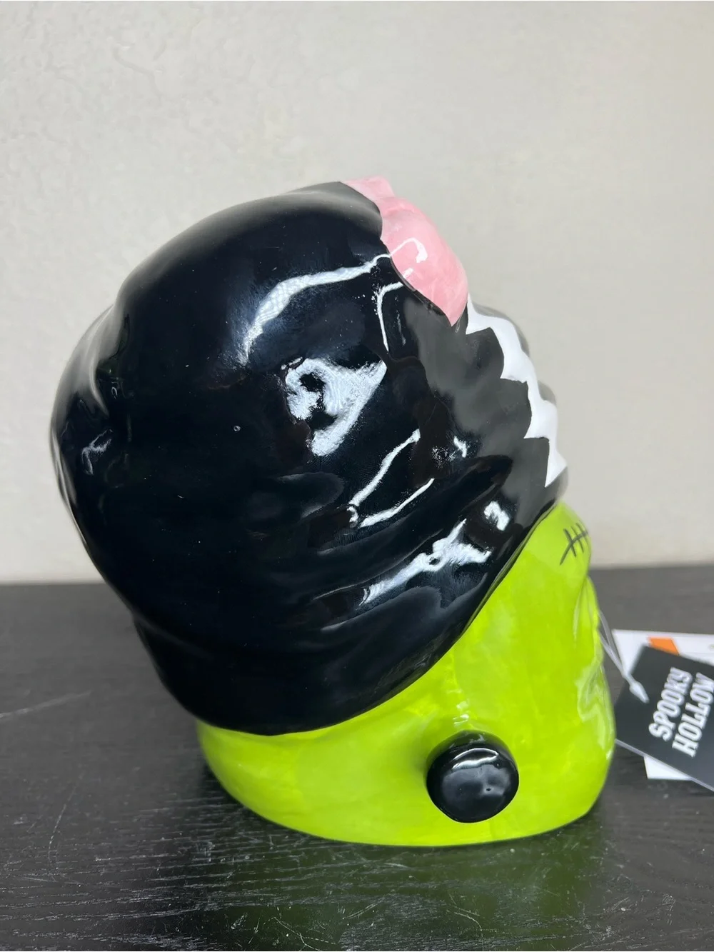 NEW 8” Spooky Hollow Ceramic Light Up Bride of Frankenstein Head Decor